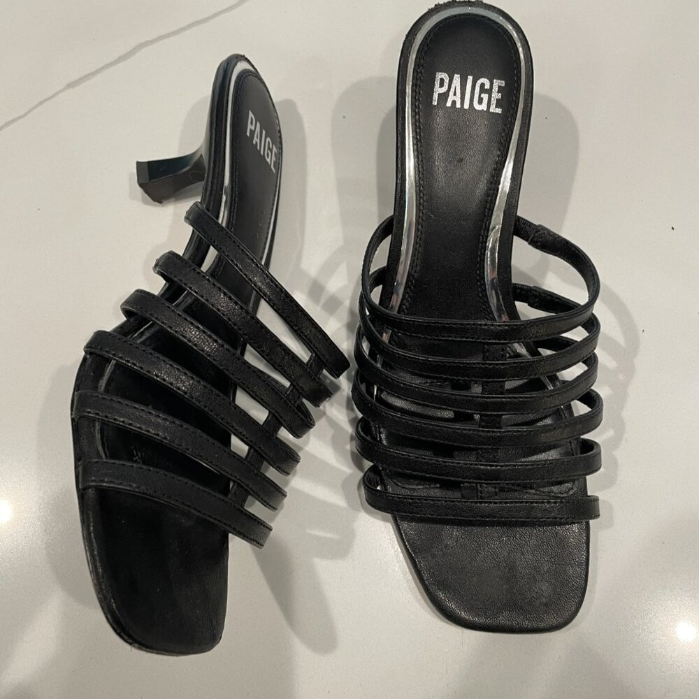 Paige Strappy Leather kitten heel Slip on mule sandals - Size 8 - Retail $258